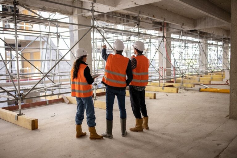 Employees checking the refractory materials